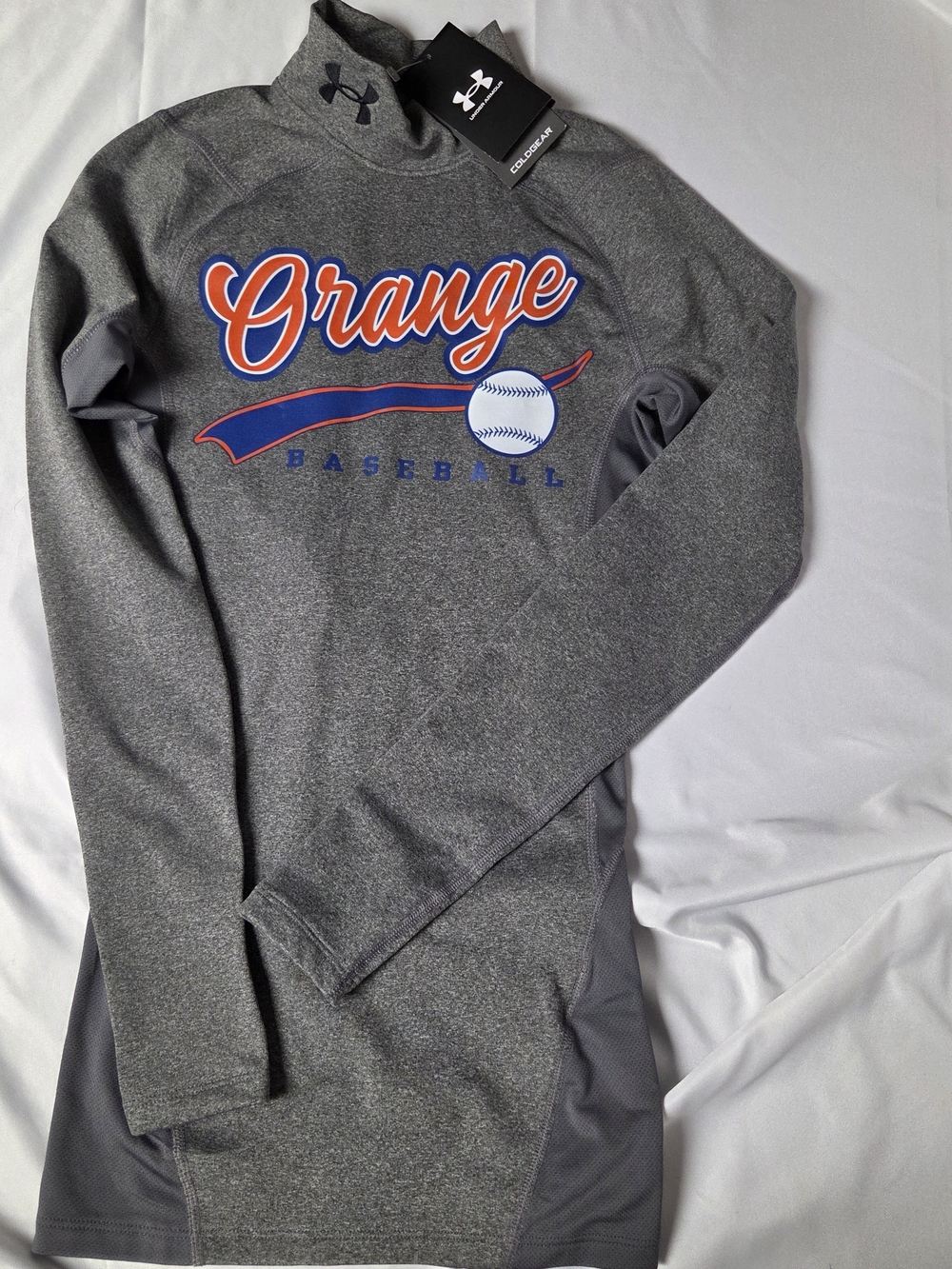 Under Armour‎ Small Men's Gray 'Orange Baseball' Performance Pullover